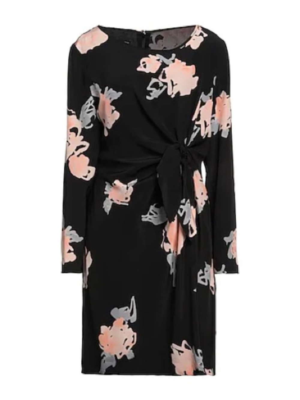 Emporio Armani Rose Printed 100% Silk Dress Black Floral Knot Waist Size 8 NWT